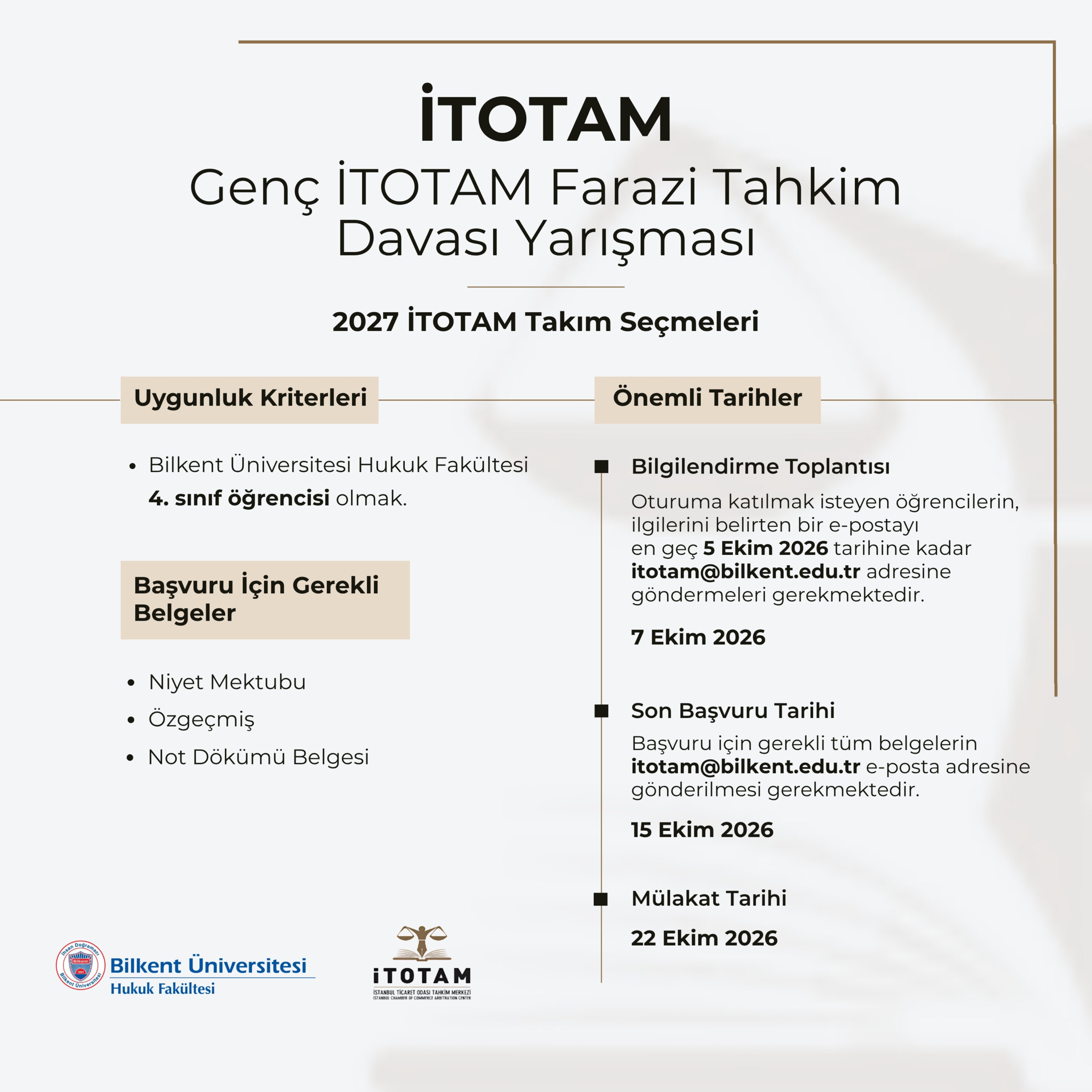 Applications are now open for the ITOTAM Moot Court Competition Team Selection!